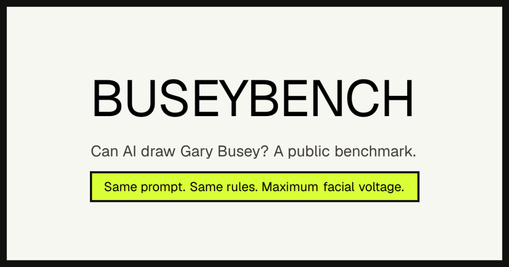 BuseyBench homepage screenshot, coding AI tool