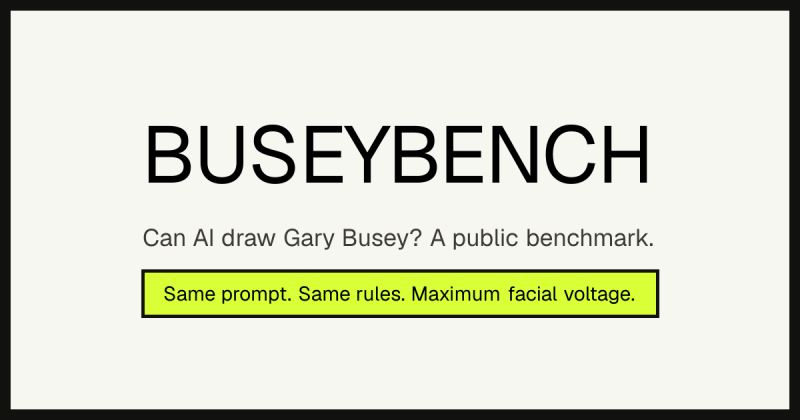 BuseyBench homepage screenshot, coding AI tool
