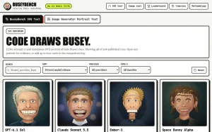 BuseyBench homepage — screenshot of the coding AI tool, 2026-10-02