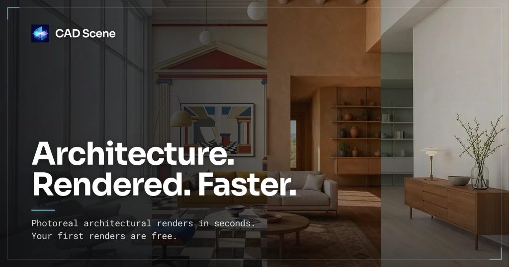 CAD Scene homepage screenshot, image generation AI tool