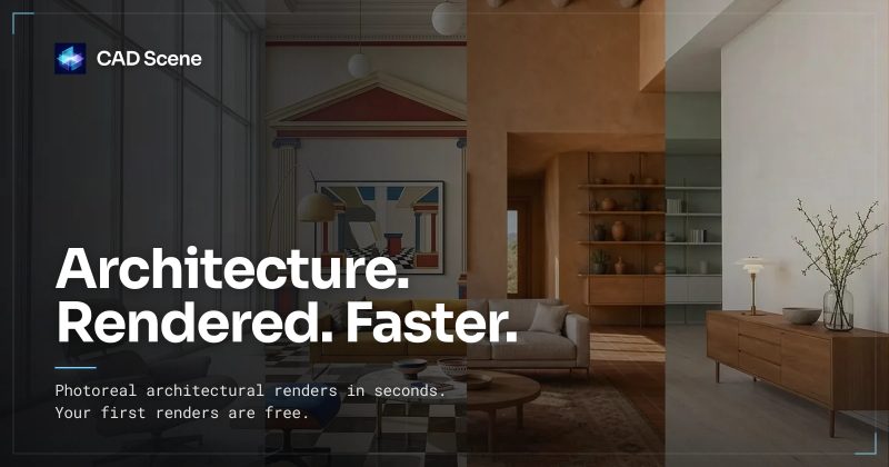 CAD Scene homepage screenshot, image generation AI tool