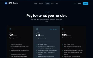 CAD Scene pricing page with plans and prices — screenshot of the image generation AI tool, 2026-10-01