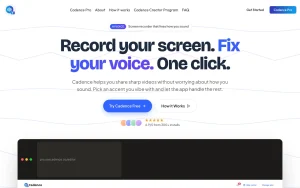 Cadence homepage — screenshot of the audio & voice AI tool, 2026-10-02