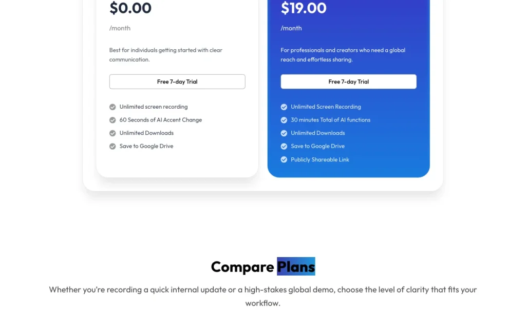 Cadence página de precios con planes y precios — captura de pantalla de la herramienta de IA audio y voz, Oct 2, 2026