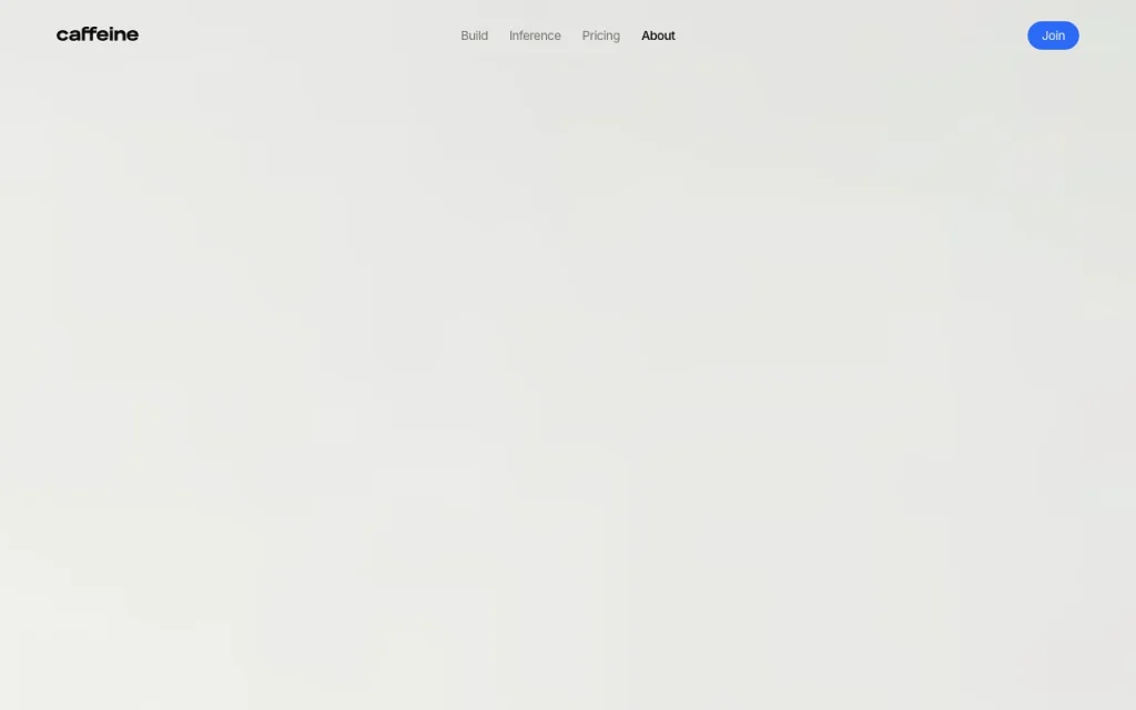 Caffeine Über-uns-Seite – Screenshot des KI-Tools coding, Oct 2, 2026