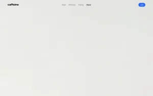 Caffeine about page — screenshot of the coding AI tool, 2026-10-02