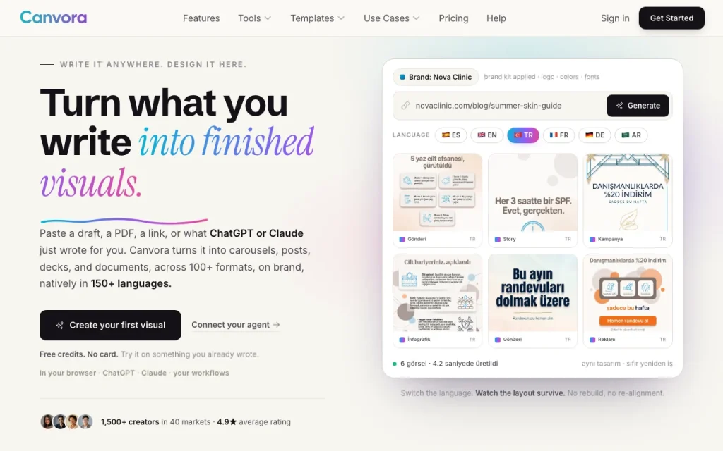 Canvora homepage — screenshot of the image generation AI tool, Oct 2, 2026