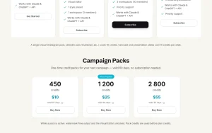Canvora pricing page with plans and prices — screenshot of the image generation AI tool, 2026-10-02