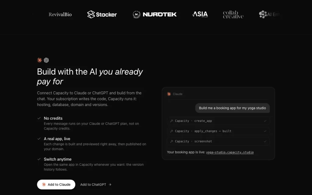 Capacity homepage — screenshot of the coding AI tool, Oct 1, 2026