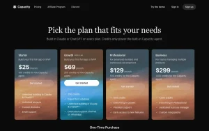 Capacity pricing page with plans and prices — screenshot of the coding AI tool, 2026-10-01