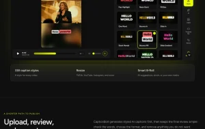 CaptionBolt homepage — screenshot of the video AI tool, 2026-10-01