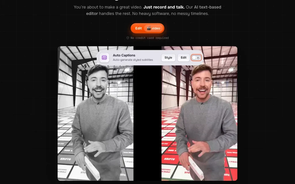 captionrich homepage — screenshot of the video AI tool, Oct 1, 2026