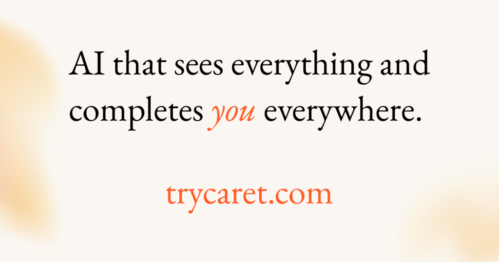 Caret homepage screenshot, productivity & writing AI tool