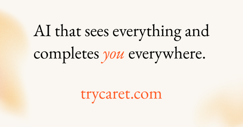 Caret homepage screenshot, productivity & writing AI tool