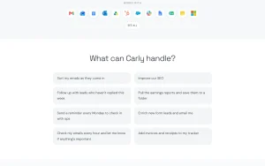 Carly (formerly CalBot) homepage — screenshot of the productivity & writing AI tool, 2026-10-01