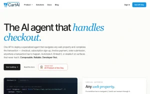 CartAI homepage — screenshot of the coding AI tool, 2026-10-01