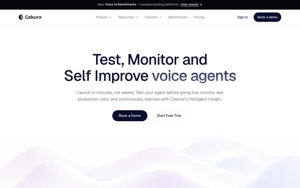Cekura Startseite – Screenshot des KI-Tools coding, Oct 2, 2026