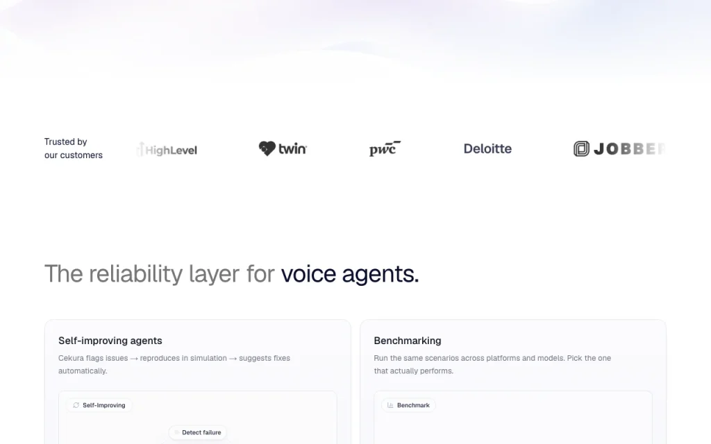 Cekura homepage — screenshot of the coding AI tool, Oct 2, 2026