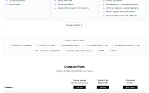 Cekura pricing page with plans and prices — screenshot of the coding AI tool, 2026-10-02