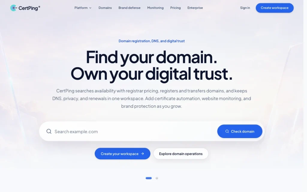 CertPing homepage — screenshot of the productivity & writing AI tool, Oct 2, 2026