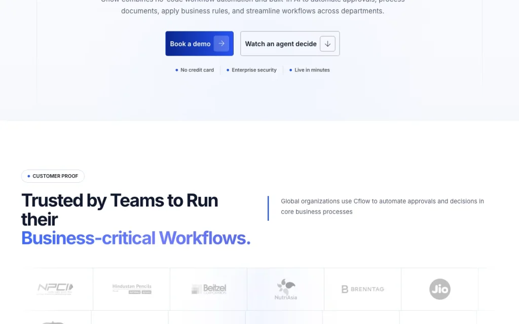 Cflow homepage — screenshot of the productivity & writing AI tool, Oct 1, 2026