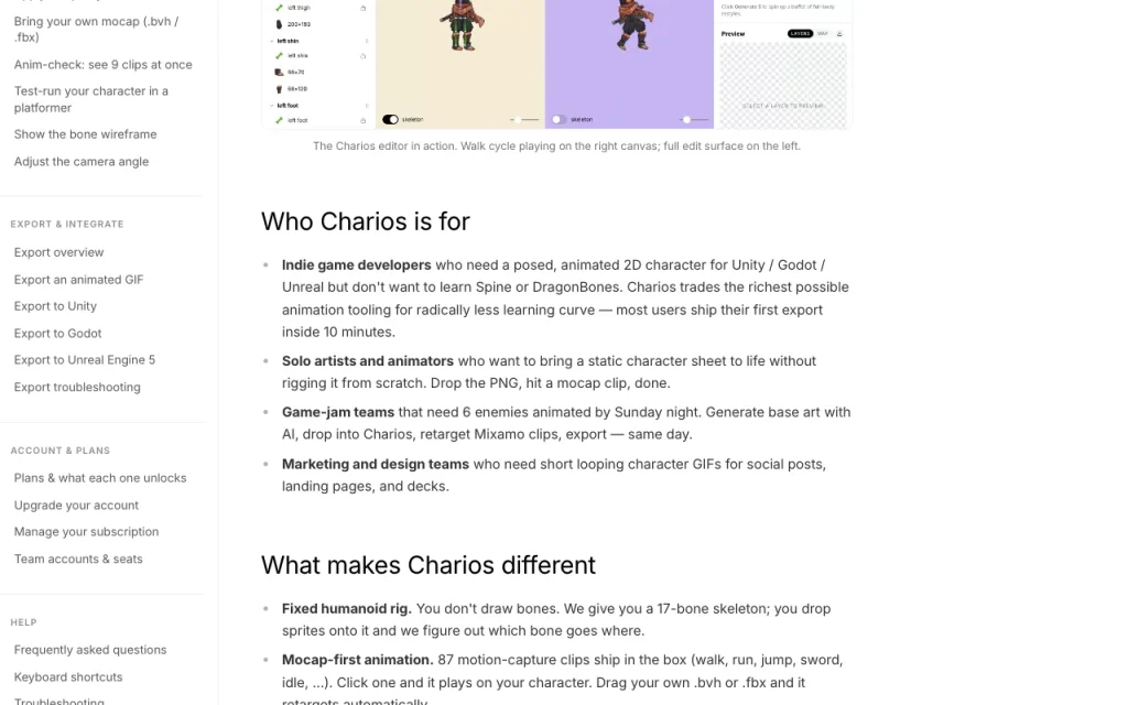 Charios Dokumentation – Screenshot des KI-Tools video, Oct 2, 2026