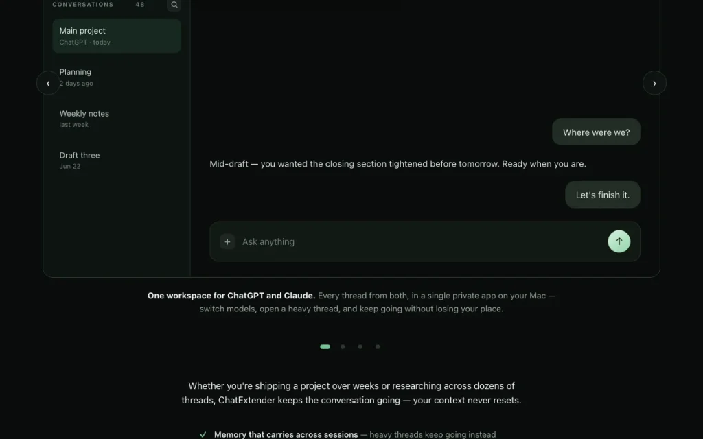 ChatExtender homepage — screenshot of the productivity & writing AI tool, Oct 1, 2026