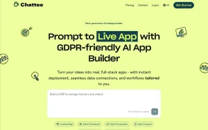 Chattee homepage page homepage screenshot, coding AI tool