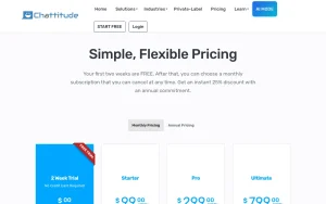 Chattitude pricing page homepage screenshot, productivity & writing AI tool
