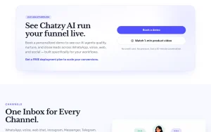 Chatzy AI homepage — screenshot of the productivity & writing AI tool, 2026-10-02