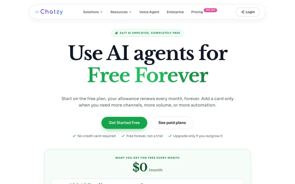 Chatzy AI page de tarifs avec offres et prix — capture d'écran de l'outil d'IA productivité et rédaction, Oct 2, 2026