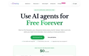 Chatzy AI pricing page with plans and prices — screenshot of the productivity & writing AI tool, 2026-10-02