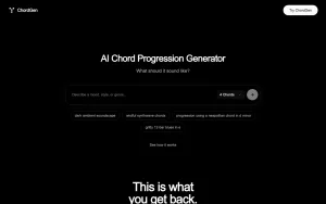 ChordGen homepage — screenshot of the audio & voice AI tool, 2026-10-01
