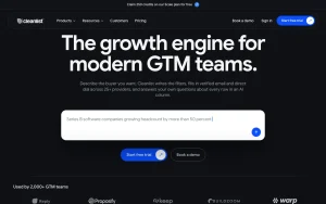 Cleanlist homepage — screenshot of the research & search AI tool, 2026-10-01