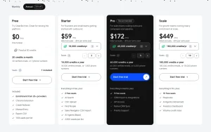 Cleanlist pricing page with plans and prices — screenshot of the research & search AI tool, 2026-10-01