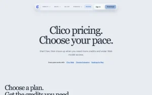 Clico pricing page homepage screenshot, chat assistants AI tool