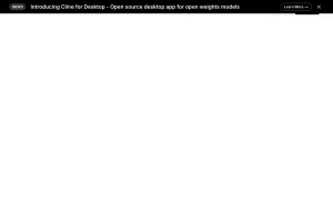 Cline homepage — screenshot of the coding AI tool, 2026-10-02
