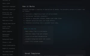 Cliptude documentation — screenshot of the video AI tool, 2026-10-02
