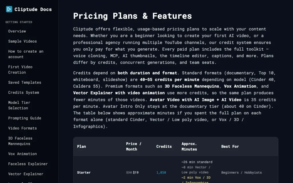 Cliptude pricing page with plans and prices — screenshot of the video AI tool, Oct 2, 2026