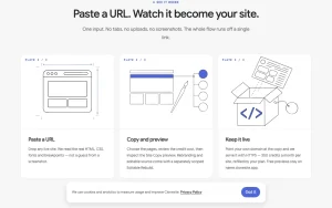 Clonesite homepage — screenshot of the coding AI tool, 2026-10-01