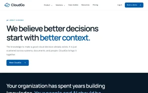 CloudGo.ai about page — screenshot of the research & search AI tool, 2026-10-02