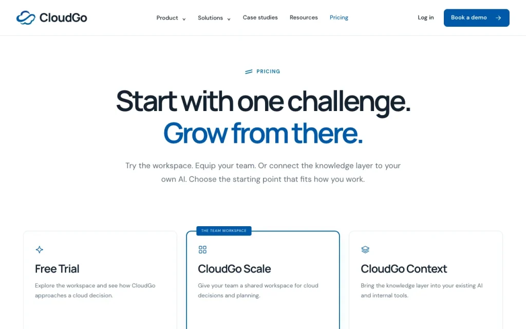CloudGo.ai pricing page with plans and prices — screenshot of the research & search AI tool, Oct 2, 2026