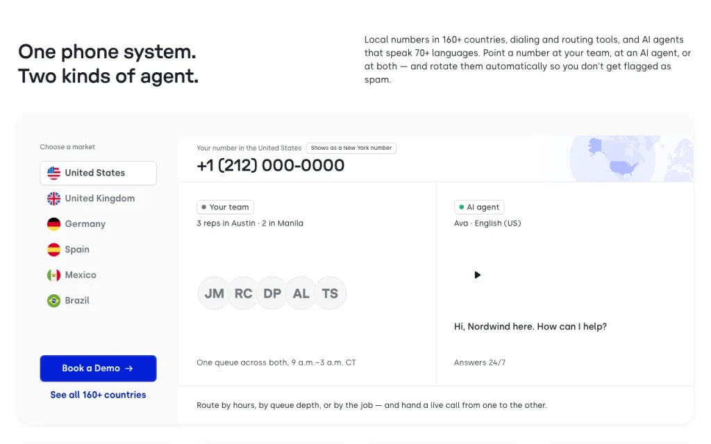 CloudTalk homepage — screenshot of the audio & voice AI tool, Oct 2, 2026