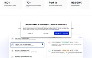 CloudTalk homepage — screenshot of the audio & voice AI tool, 2026-10-02