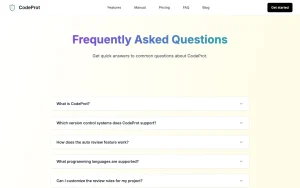 CodeProt FAQ page — screenshot of the coding AI tool, 2026-10-02