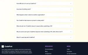 CodeProt FAQ page — screenshot of the coding AI tool, 2026-10-02