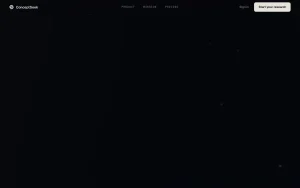 ConceptSeek homepage page homepage screenshot, research & search AI tool