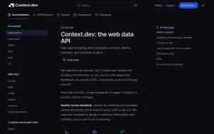 Context.dev documentation — screenshot of the coding AI tool, 2026-10-01