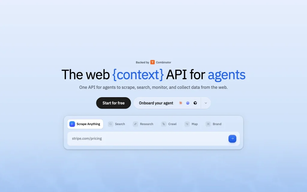 Context.dev homepage — screenshot of the coding AI tool, Oct 1, 2026