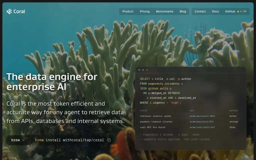 Coral homepage — screenshot of the coding AI tool, Oct 2, 2026